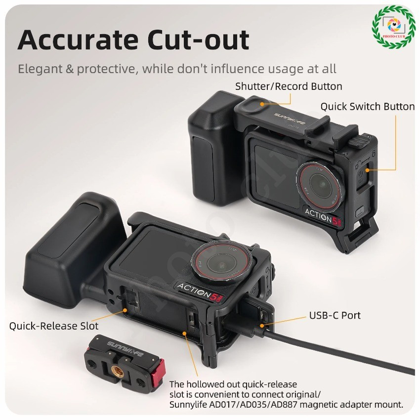 Street Photography Handle Frame For DJI Action 5 Pro Shooting Hand Handle Grip Quick Release Mount