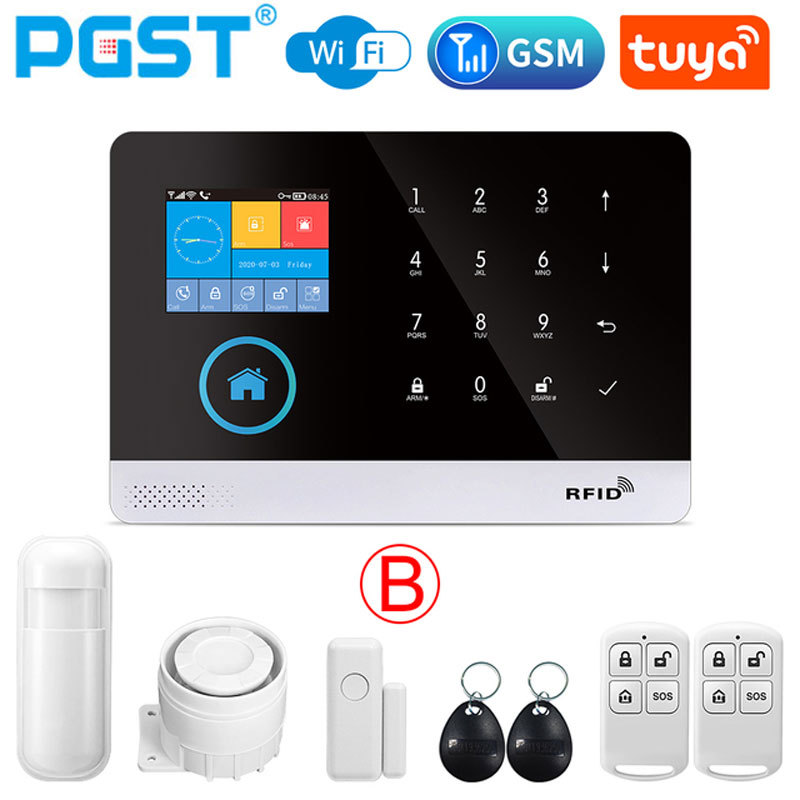 PGST PG103 Wifi 2G Tuya Alarm System With Pet Immune Motion Sensor IP Camera Wireless Smart Home Sec
