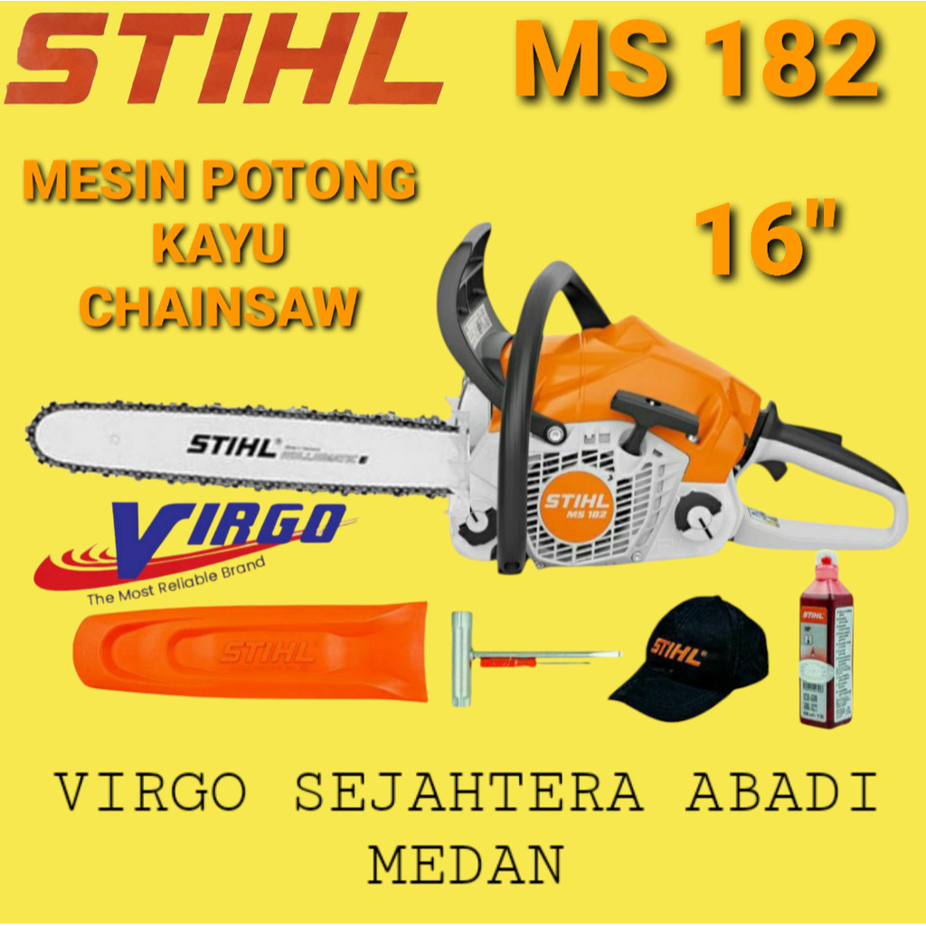 STIHL MS182 MESIN CHAINSAW 16" GERGAJI POTONG KAYU SENSO SINSO 16 INCHI MS 182 ORIGINAL ASLI