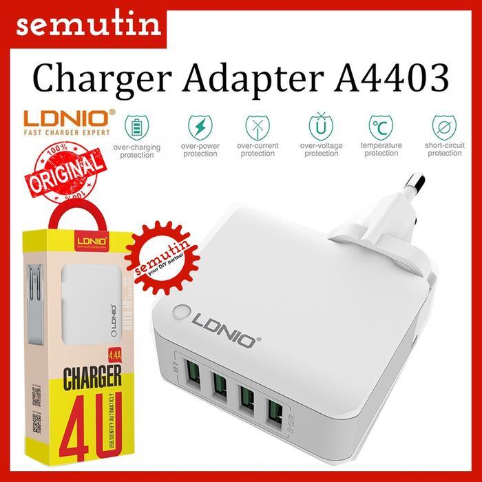 Terlaris Charger Adapter LDNIO A4403 ORIGINAL / Kepala Charger Travel USB Port Wall SALE