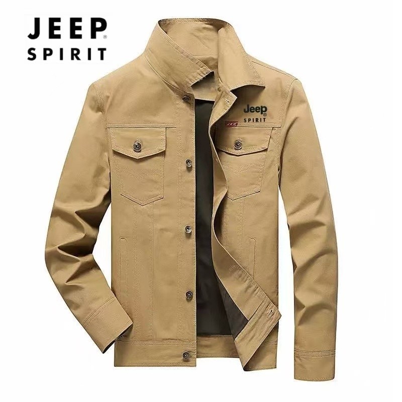 JEEP SPIRIT Men's Jacket 100% Cotton Spring and Autumn Casual Jacket Outdoor 6XL