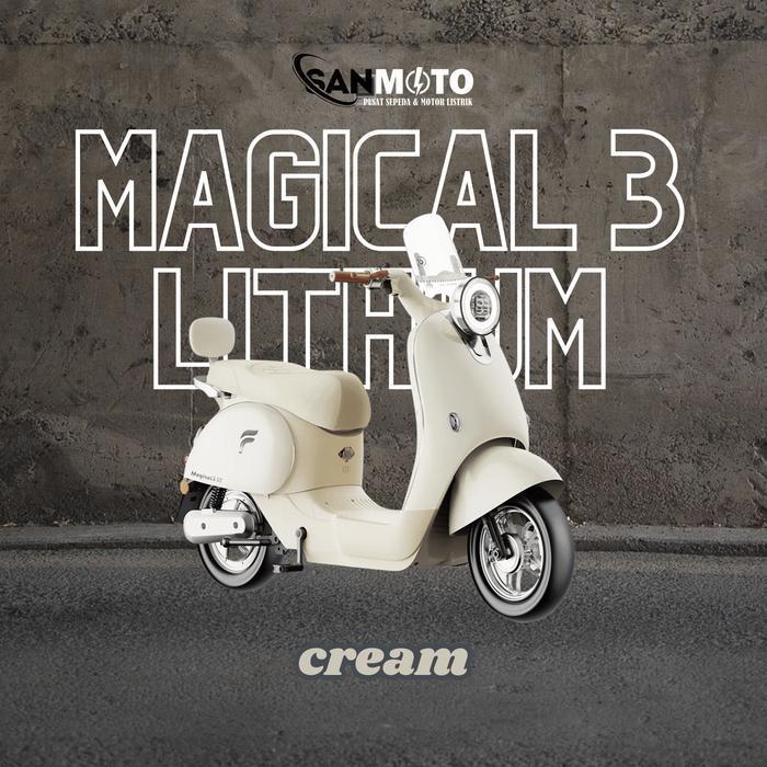 DISCON PROMO  CUCI GUDANG SANMOTO SEPEDA LISTRIK OFERO MAGICAL 3 LITHIUM GARANSI RESMI - CREAM, SE-I