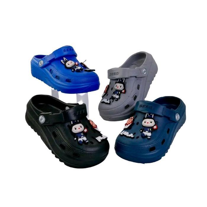 Bata Tomkins - Sandal Baim Anak Laki-Laki (Sebo Labubu Basket) Karet Fashion Anti Slip Motif