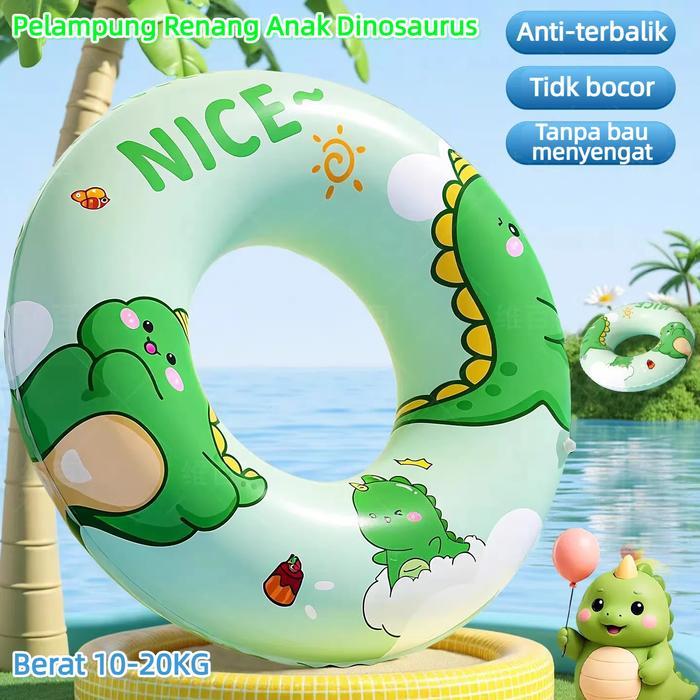 TERLARIS Pelampung Renang Anak Lucu Motif Dinosaurus Berat 10-20KG Pelampung Bayi Anti Terbalik
