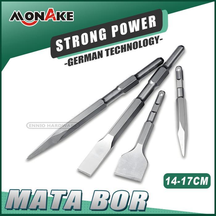 MONAKE Alat Jerman Mata Bor Pahat Beton SDS (COD) Set Pahat Plus Flat Chisel Bobok Beton Tembok 14 x