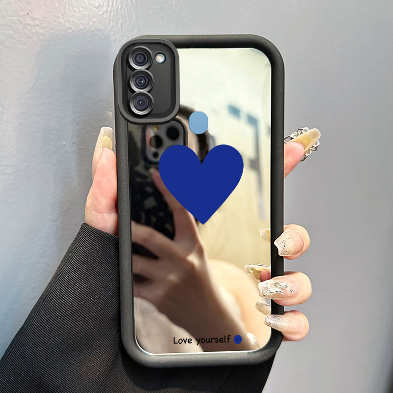 Casing Hp Untuk Samsung Galaxy A11 M11 Case Klein Blue Heart Mirror Kasing Silicone Anti Fingerprint