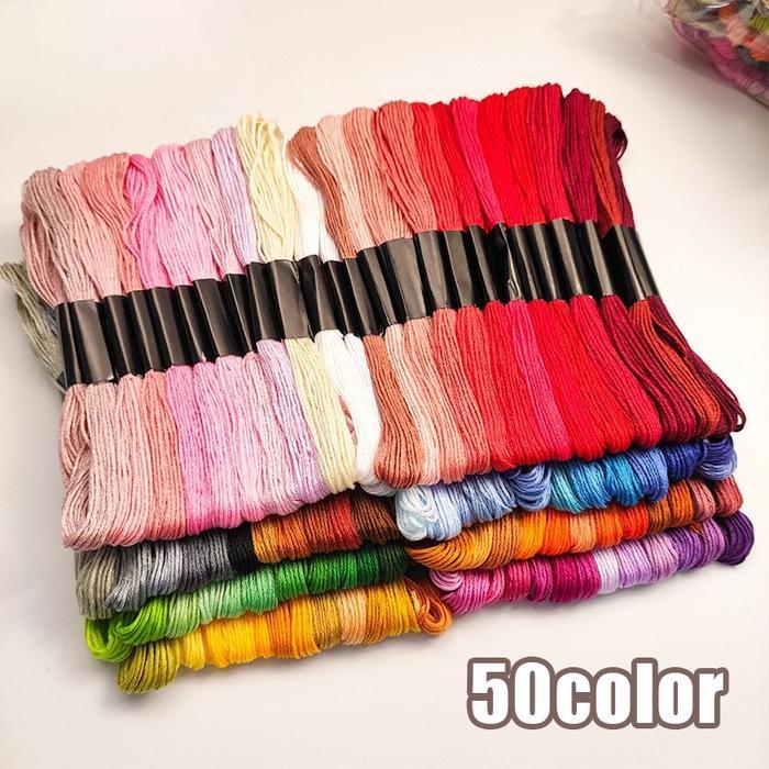 Paket Benang Sulam 50 Warna Paket Benang Sulam Benang Timbul Benang Bordir Berwarna Jahit Benang