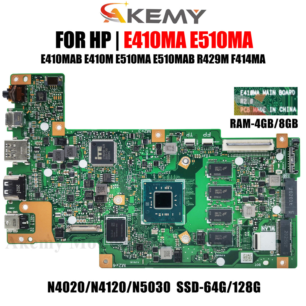 Akemy E410Ma For Asus E410M E410Mab R429M F414Ma E510Ma Laptop Motherboard N4020/N4120 N5030 4Gb/8Gb