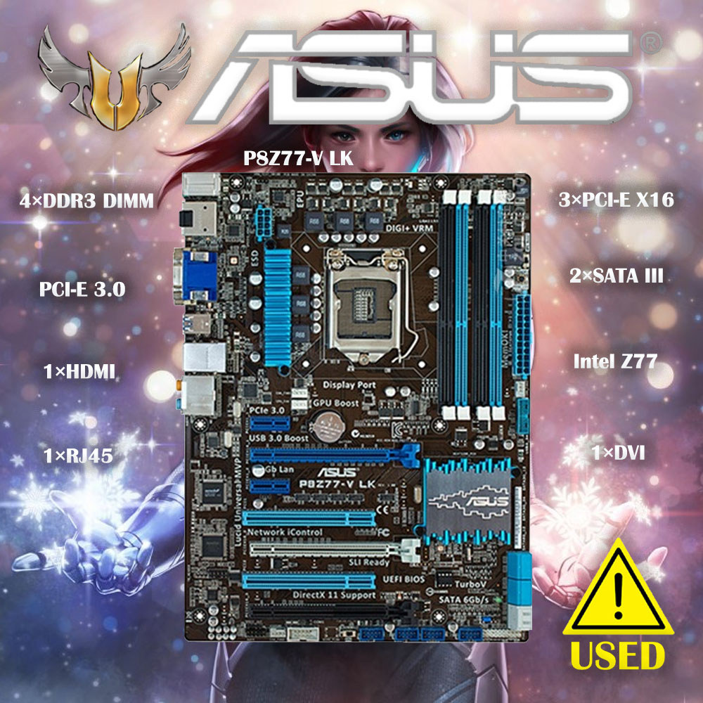 Asus P8Z77-V Lk Desktop Motherboard Z77 Socket Lga 1155 I3 I5 I7 Ddr3 32G Atx Original Motherboard