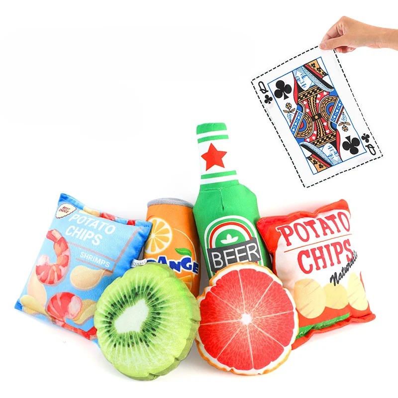 Pet Paper Toys Dog Toys Pet Voice Plush Toys Fruit Slices Poker Bite Resistant Grinding Supplies
