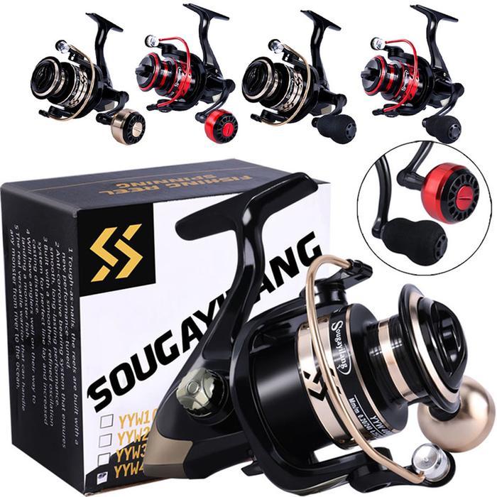 SOUGAYILANG REEL PANCING LOGAM 1000-4000 SERI 5.2:1 RASIO KECEPATAN ROTASI EMAS/MERAH REEL REEL