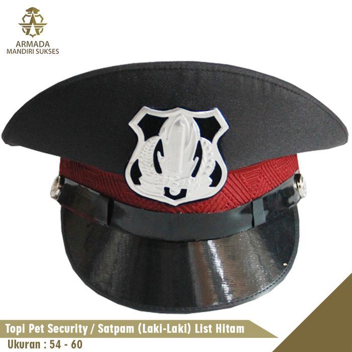 Topi Security Coklat List Hitam Aksesoris Seragam Satpam Putih Kuning
