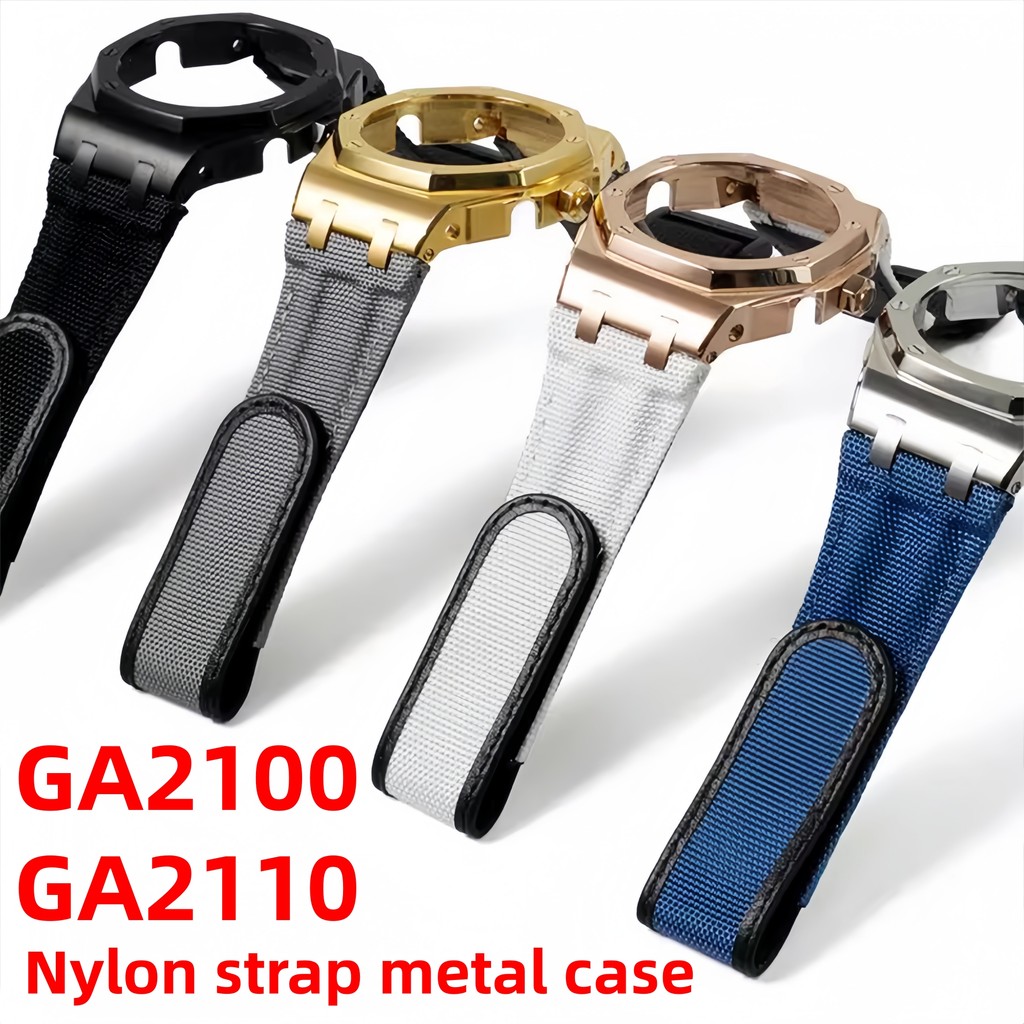 Ga2100 Nylon Strap+ Metal Case For Casio G-Shock Ga-2110 Ga-B2100 Ga-2100 Upgrade Stainless Steel