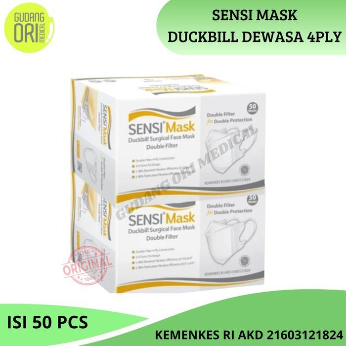 Masker Sensi Duckbill Face Mask 50 Pcs / Sensi Duckbill 4Ply