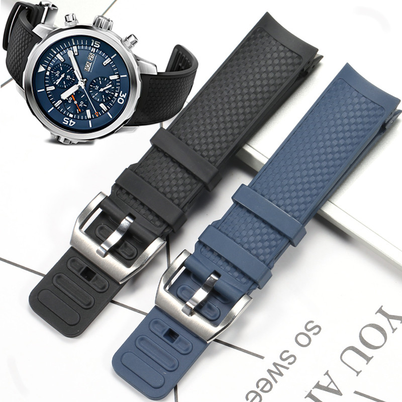 Watch Accessories Rubber Watchband For IWC Aquatimer IW329001 IW376803 Black Waterproof Bracelet