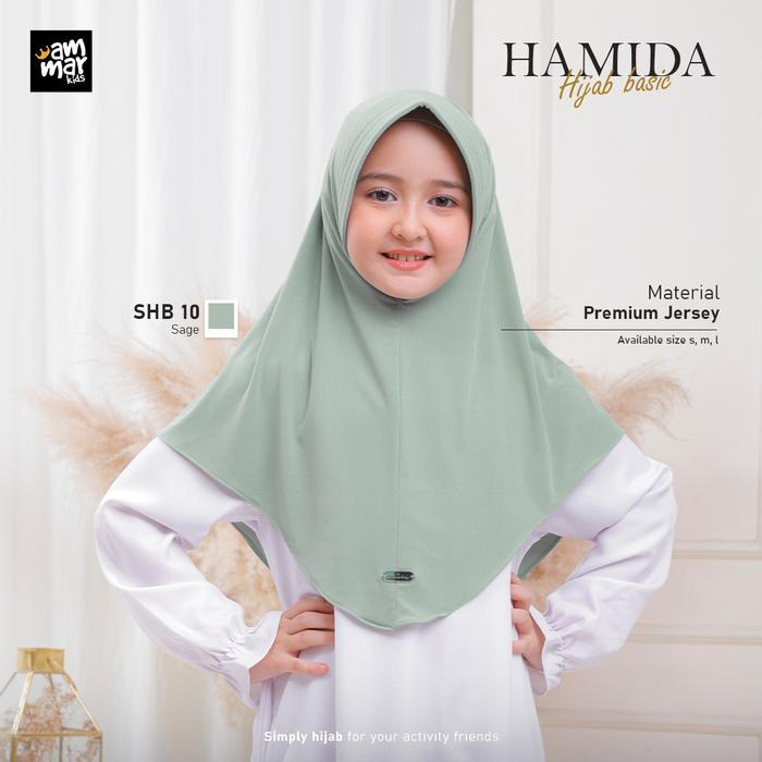 Jilbab Anak Warna Hijau Sage Pastel Ammar Kids Hamida Hijab Jersey