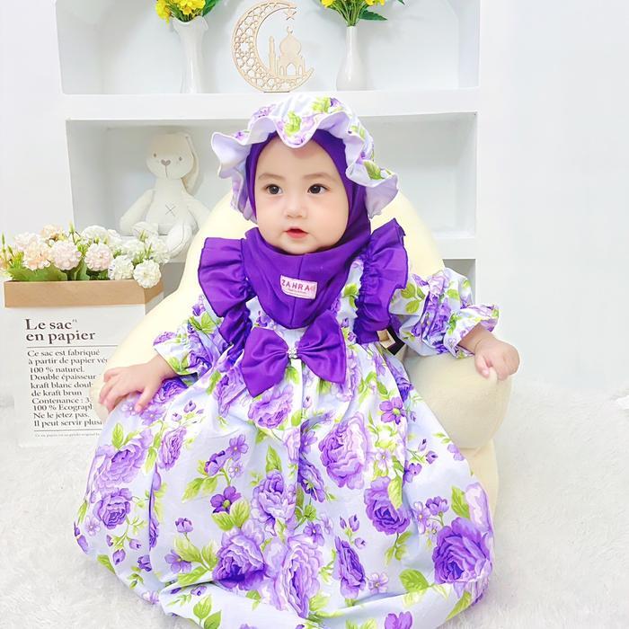 Gamis Sabrina By Zahra Gamis Bayi Gamis Anak Perempuan Bonus Hijab Topi