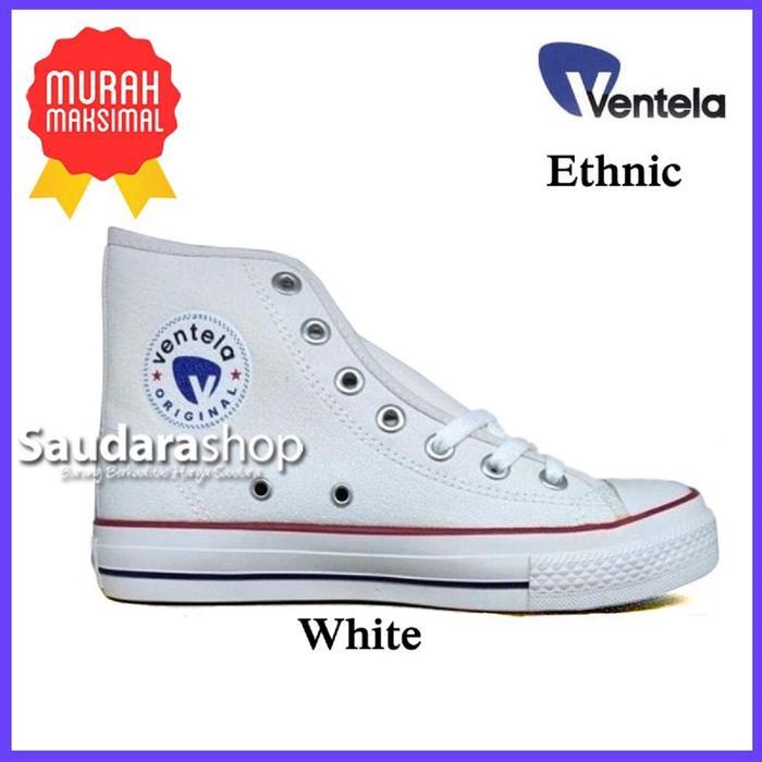 Sepatu Ventela Ethnic White High/ Sepatu Ventela Ethnic Putih HC