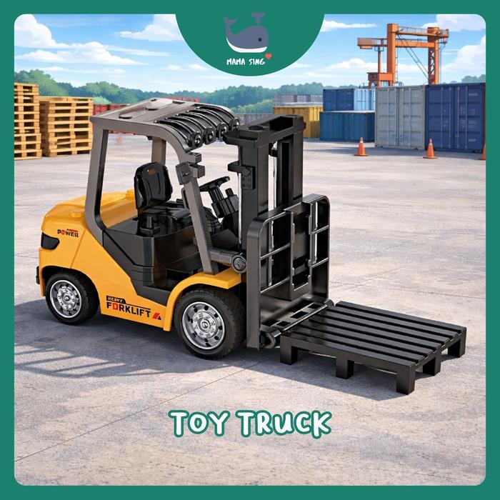 MAMA SING Remote Control Forklift Mainan Anak Diecast Kendaraan Konstruksi Forklift dengan USB C