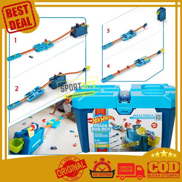Hot Wheels Track Builder Stunt Crash Box Mainan Set Jalanan Mobil