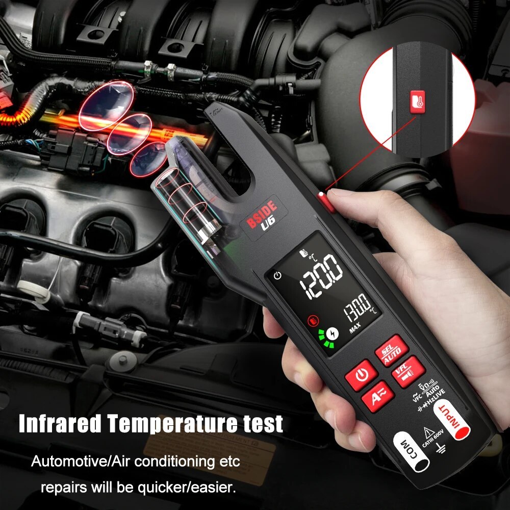 BSIDE U6 Digital Clamp Meter Fork Professional 600A Ammeter Pliers T-RMS DC AC Current OpenJaw