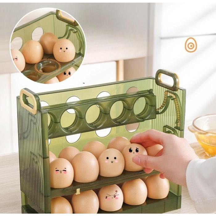 Vixplorn Tempat Telur Rak Telur 2-3 Susun Kotak Telur Rak Telur Kulkas Telur Pintu Kulkas Container