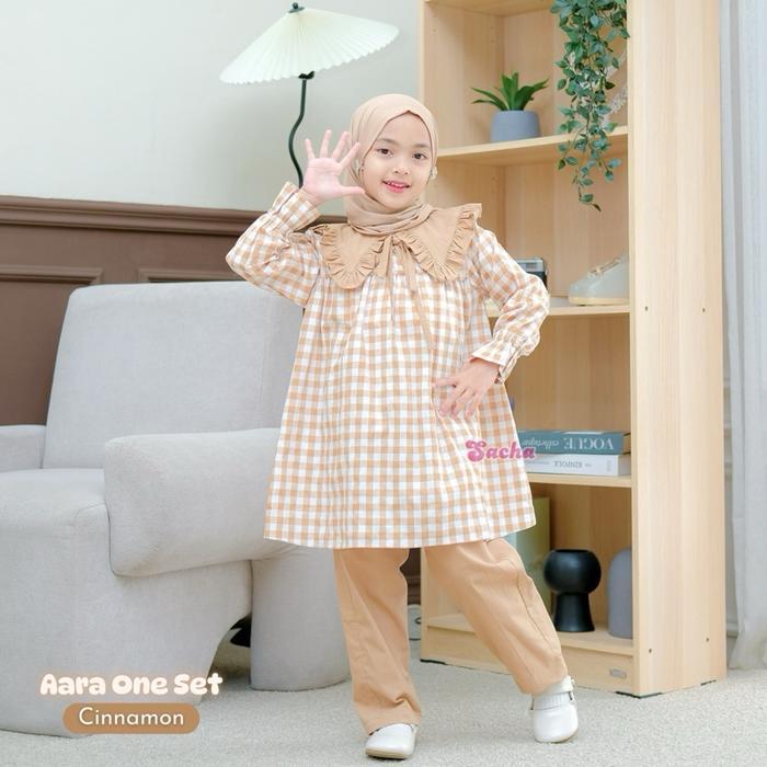 Aara One Set By Sacha - Oneset Anak Baju Anak Model Kotak Baju Anak Motif Kotak Setelan Anak Tunik