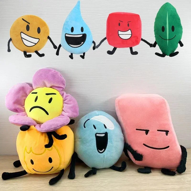 Battle for Dream Island Plush Toys BFDI Firey Flower Waterdrop Bubble Cake Lollipop Plushie Pillow