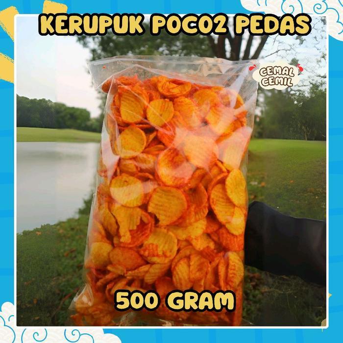 Kerupuk Slondok Bulat Balado Pedas Manis / Kerupuk Puyur / Singkong 500 Gram Renyah Food Snack