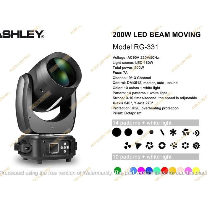 1511856 Moving Head Beam 200 watt Led Ashley NRFTFD