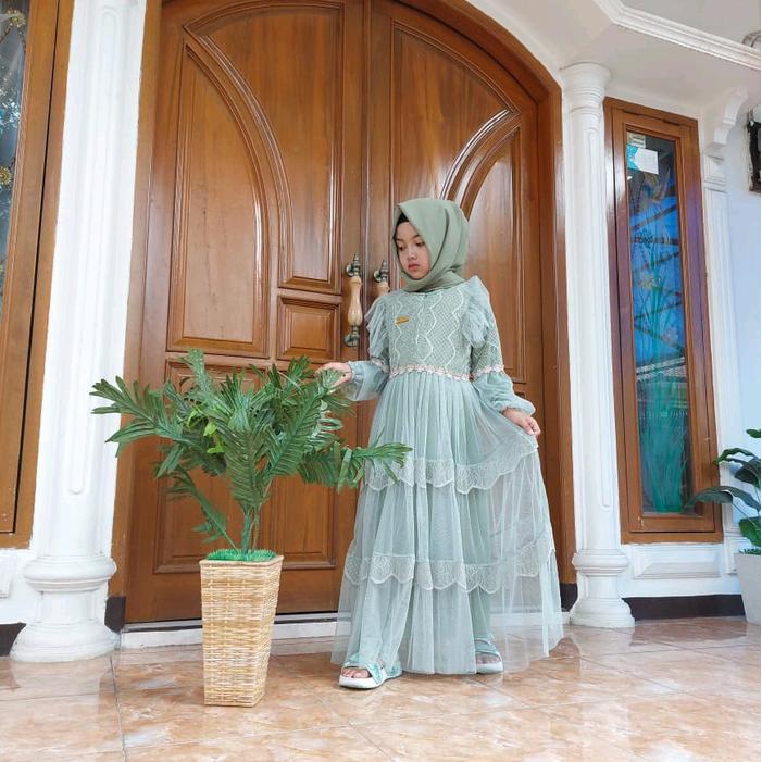 Vanesa Dress Mewah Kids Umur 3 Sampai 15 Tahun// Gamis Brukat Anak Terbaru// Dress Anak Perempuan