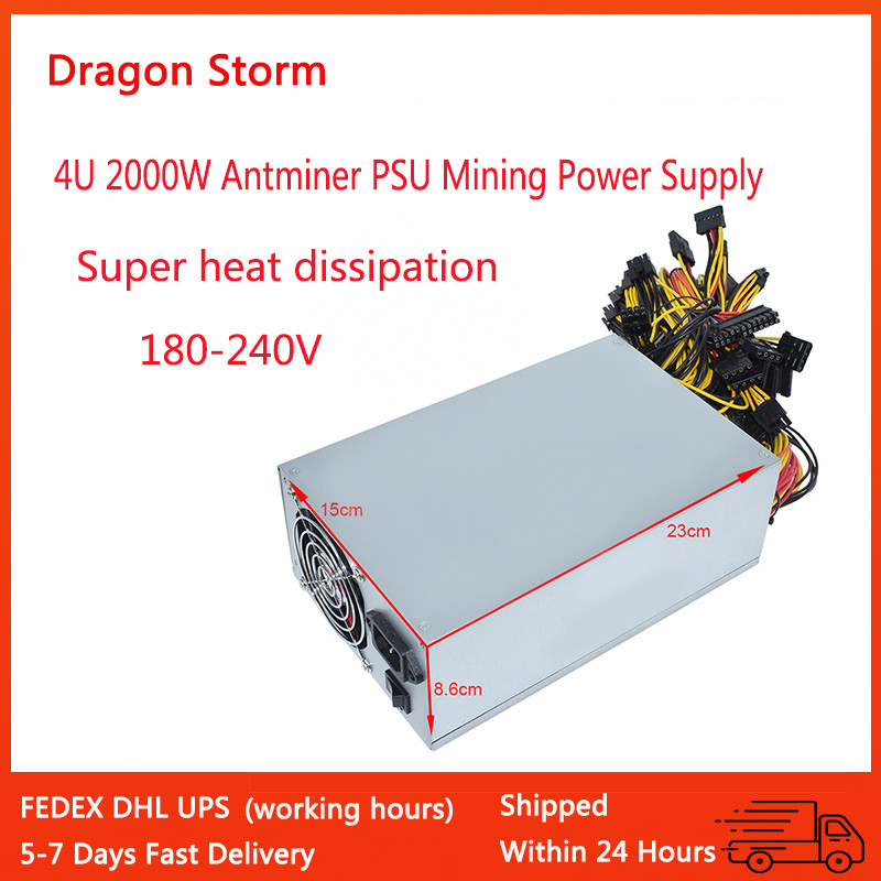 4U 2000W Antminer PSU Mining Power Supply Super heat dissipation Pc Bitcoin Miner R9 380 390 RX 470/