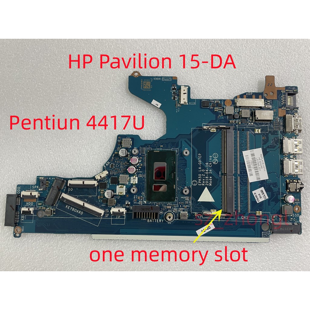 EPK50 LA-G07EP/G07DP For HP Pavilion 15-DA 250 G7 Laptop Motherboard UMA with DDR4 Pentium 4417UI3 I