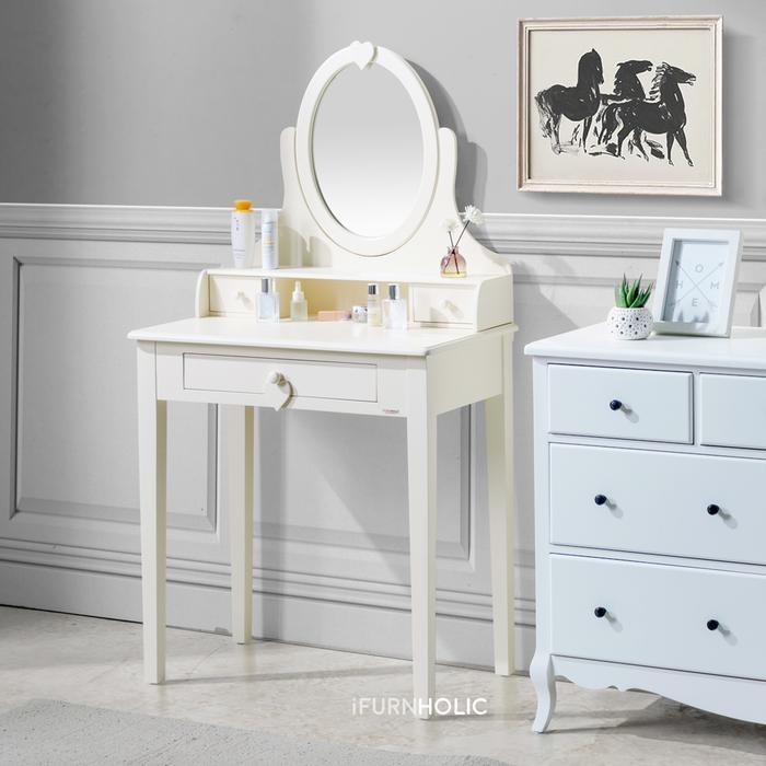IFURNHOLIC Eva Vanity Table Meja Rias Minimalis Putih Meja Make Up Console Table Meja Konsol