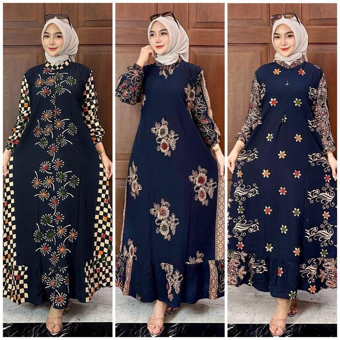 PREMIUM Batik Usman - Gamis Rayon Premium Terbaru 2025 Gamis Naura Busui Jumbo Viral Lebaran Muslim