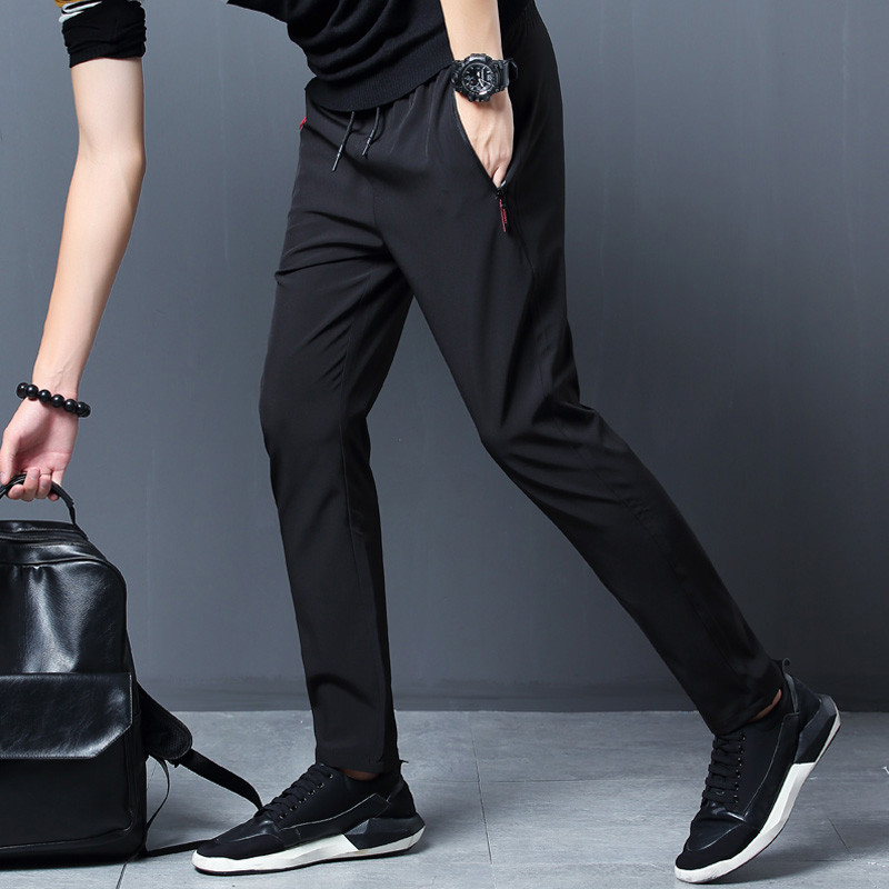 Summer Men'S Ice Silk Quick Drying Casual Pants Slim Fit Korean Version Ice Silk Pants Sports Pants