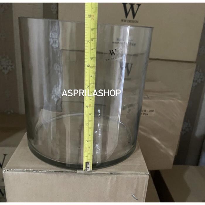 VAS BUNGA SILINDER BESAR VAS TABUNG KACA DIAMETER 20CM TINGGI 20CM