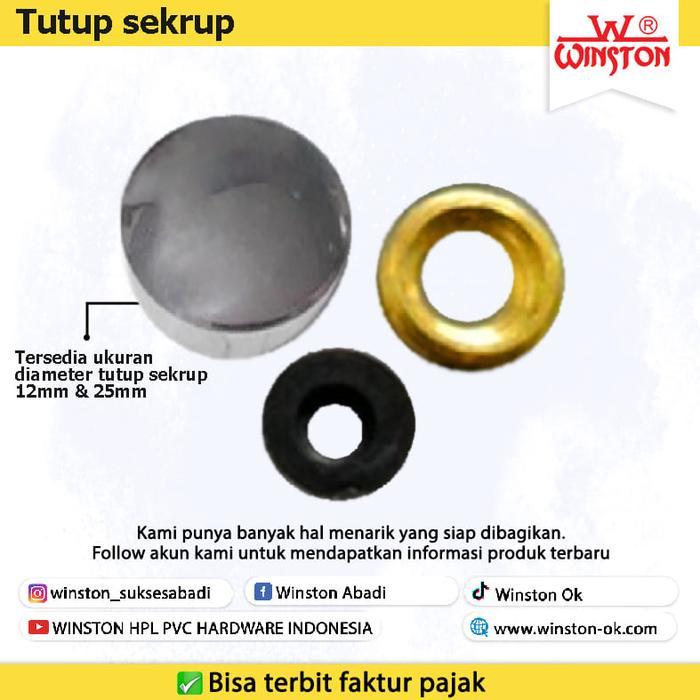 "New" TUTUP SKRUP KACA SEKRUP BAUT KACA ACRYLIC KAYU 12 MM STAINLESS