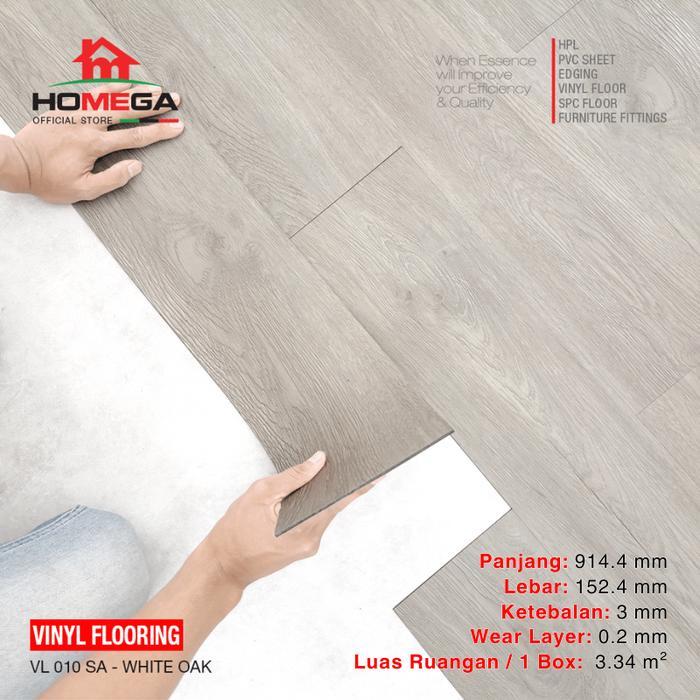 HOMEGA VINYL Flooring - Lantai Kayu Parket Parkit Parquet Stiker - Tekstur Wood White Oak - 1 Pcs /