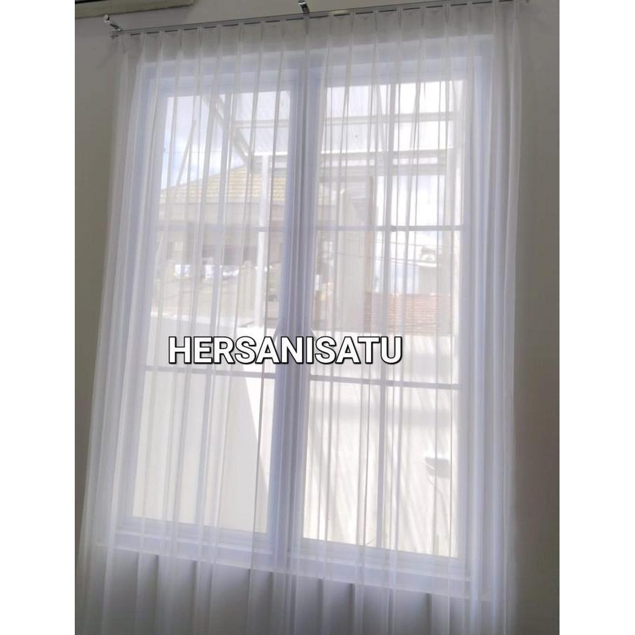 Kain Gorden Vitrase Polos Putih Transparan Jendela Pintu Puring
