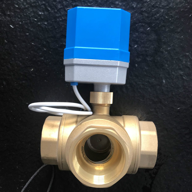 DN15 Ke DN40 Katup Bola Listrik AC24V DC12V DC24V, Katup Bermotor Kuningan 3 Arah, Tiga Kabel Satu K