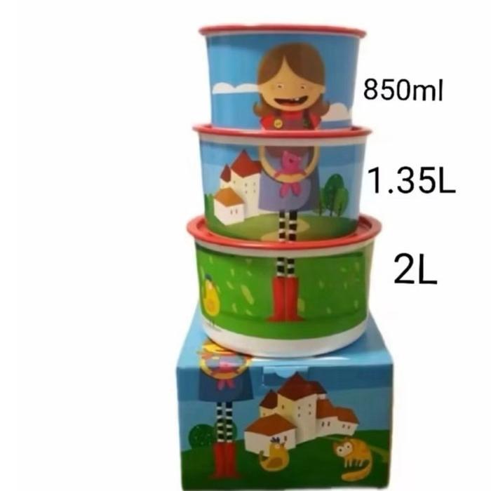 Tupperware Girl Power Fancy Canister Toples Kue Motif