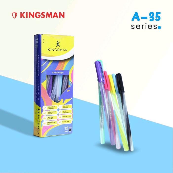 12 pcs Pulpen Ulir Kingsman Pulpen Pelangi