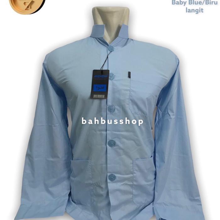 Stok Baru Koko Ammu Warna Baby Blue Baju Katun Muslim Pria Dewasa Panjang