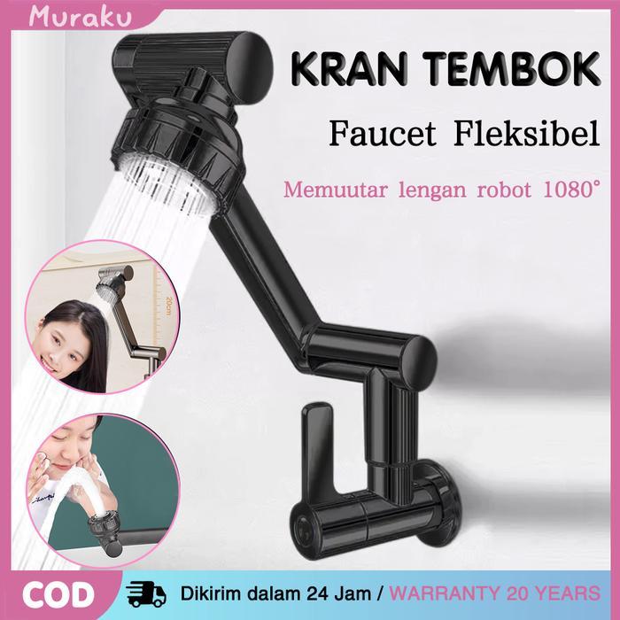 Toto - Kran Tembok Fleksibel / Kran Angsa Dinding Dapur / Kran Air Cuci Piring 360 Rotasi / Kran