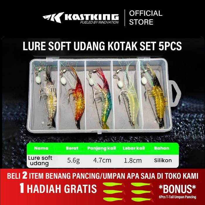 Terlaris Kastking Shrimper Udang Umpan Pancing 1 Set Box (5Pcsx4.7Cm 5G) Umpan Udang Bercahaya