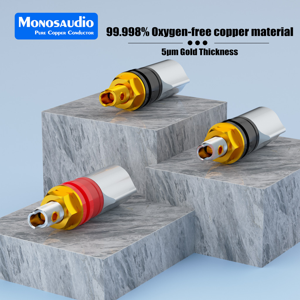 Monosaudio Pure Copper Gold and Rhodium Plated Binding Post Terminal Binding Post Banana Speaker