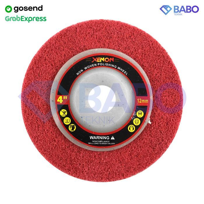 XENON Non Woven Pad 4 inch Merah - Mata Gurinda Poles Non Woven