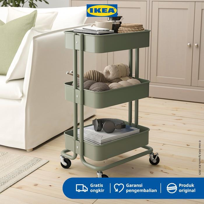 IKEA RASKOG Troli Dapur Serbaguna Abu-Hijau 35x45x77cm
