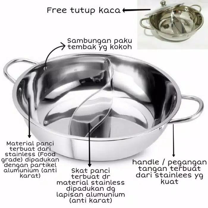 Panci Sabu Sekat 2 Stainlesstutup Kaca
